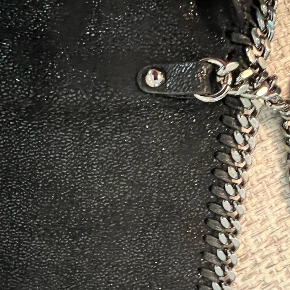 Stella McCartney Shimmery Black Shaggy Deer Studded Falabella Crossbody/Dust Bag - Picture 7 of 12